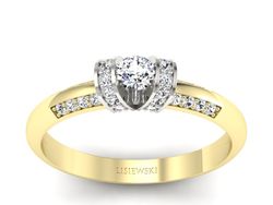 Pierścionek z brylantami żółte i białe złoto - p16367zb