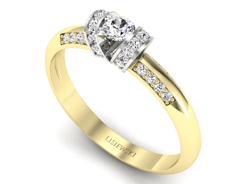 Pierścionek z brylantami żółte i białe złoto - p16367zb - 3