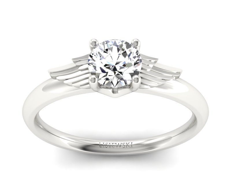 Złoty Pierścionek z brylantem białe złoto 585 - p16372b - 1