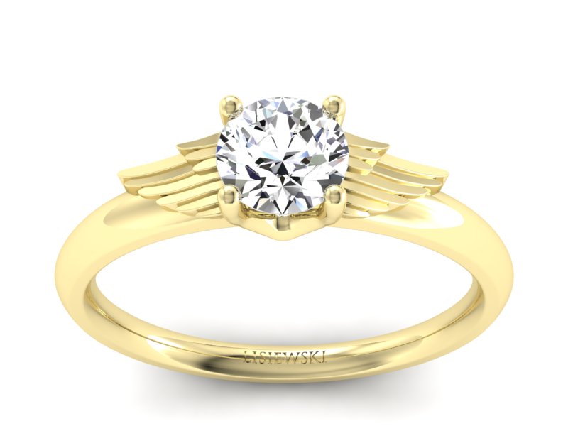 Złoty Pierścionek z brylantem żółte złoto 585 - p16372z - 1