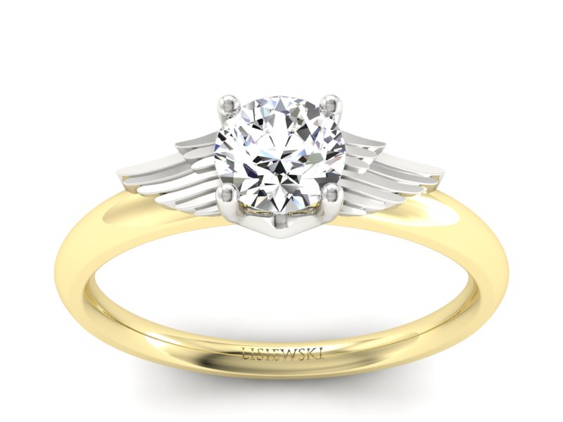 Pierścionek z diamentem żółte i białe złoto 585 - p16372zb - 1