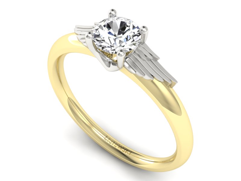 Pierścionek z diamentem żółte i białe złoto 585 - p16372zb - 3