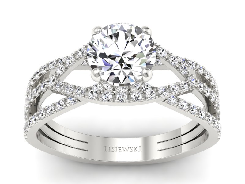 Złoty pierścionek z brylantami białe złoto - p16374b - 1