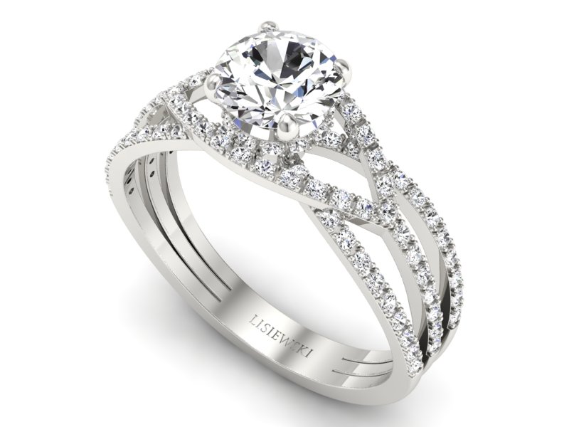 Złoty pierścionek z brylantami białe złoto - p16374b - 3