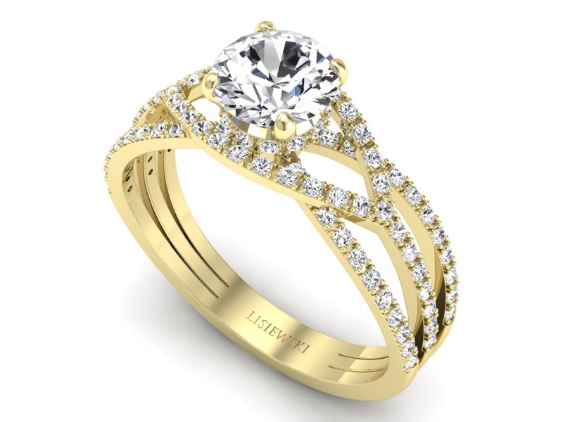 Złoty pierścionek z brylantami żółte złoto - p16374z - 3