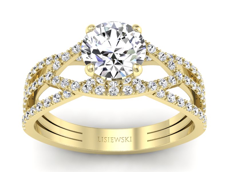 Złoty pierścionek z brylantami żółte złoto - p16374z - 1