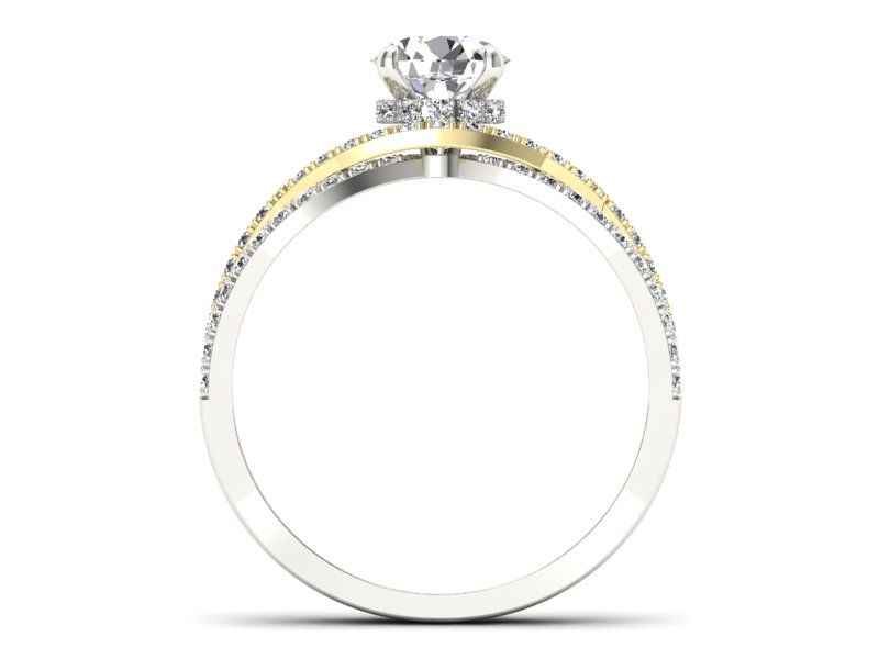 Pierścionek z brylantami białe żółte złoto - p16374zb - 2