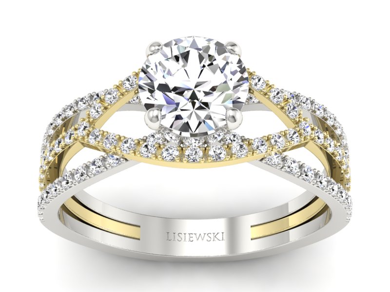 Pierścionek z brylantami białe żółte złoto - p16374zb - 1