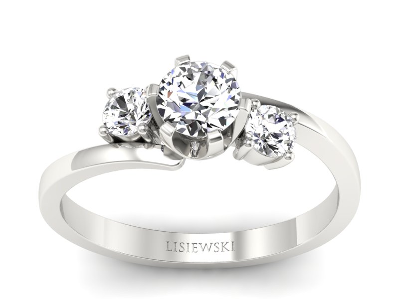 Złoty pierścionek z brylantami białe złoto - p16375b - 1