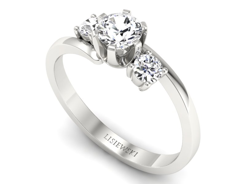 Złoty pierścionek z brylantami białe złoto - p16375b - 3