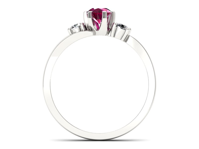 Pierścionek z rubinem i brylantami białe złoto - p16375br - 2