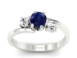 Pierścionek z szafirem i brylantami białe złoto - p16375bsz