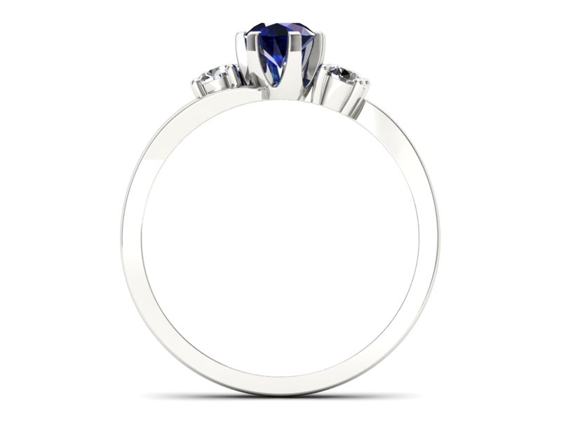 Pierścionek z szafirem i brylantami białe złoto - p16375bsz - 2