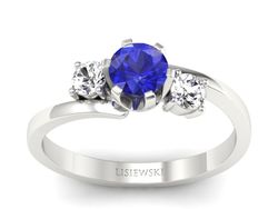 Pierścionek z szafirem i brylantami białe złoto - p16375bszc