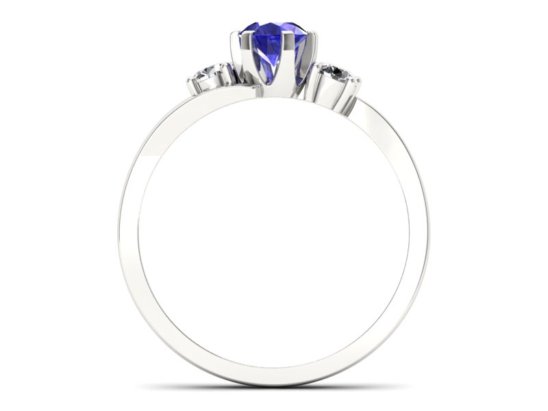 Pierścionek z szafirem i brylantami białe złoto - p16375bszc - 2