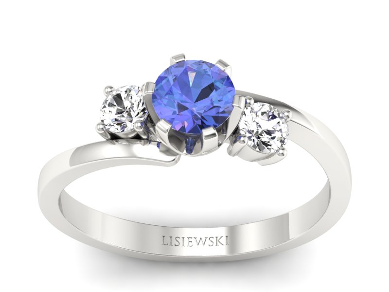 Pierścionek z tanzanitem białe złoto i brylantami - p16375bt - 1