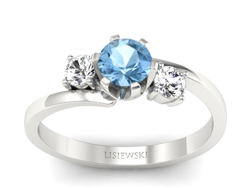 Pierścionek z topazem i brylantami białe złoto - p16375btp - 1