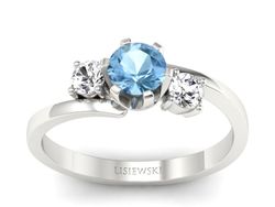 Pierścionek z topazem i brylantami białe złoto - p16375btp