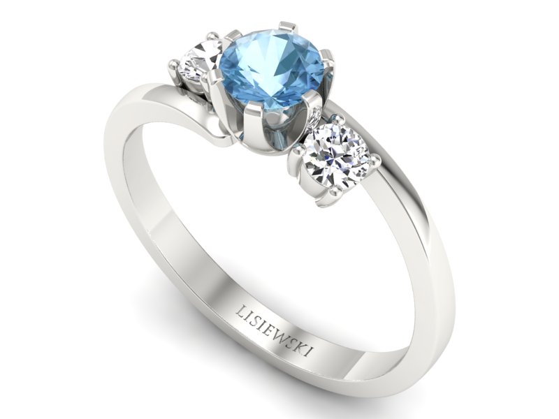 Pierścionek z topazem i brylantami białe złoto - p16375btp - 3