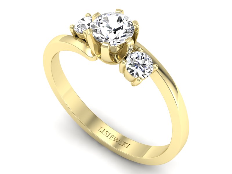 Złoty pierścionek z brylantami żółte złoto - p16375z - 3