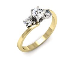 Pierścionek z diamentami żółte i białe złoto 585 - p16375zb