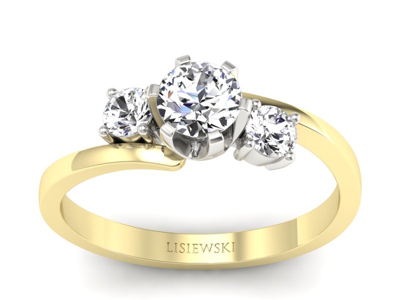 Pierścionek z diamentami żółte i białe złoto - p16375zb - 1