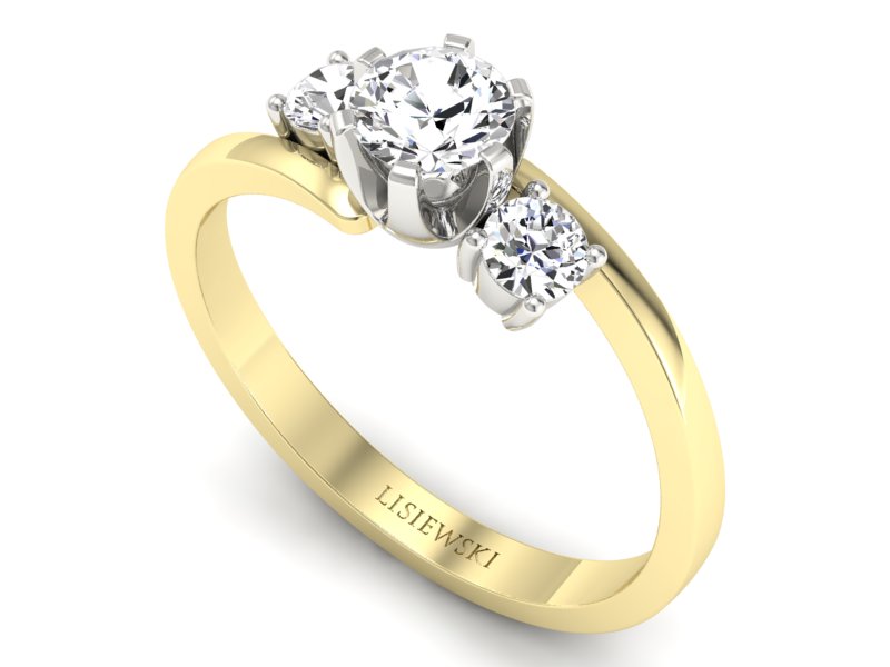 Pierścionek z diamentami żółte i białe złoto - p16375zb - 3