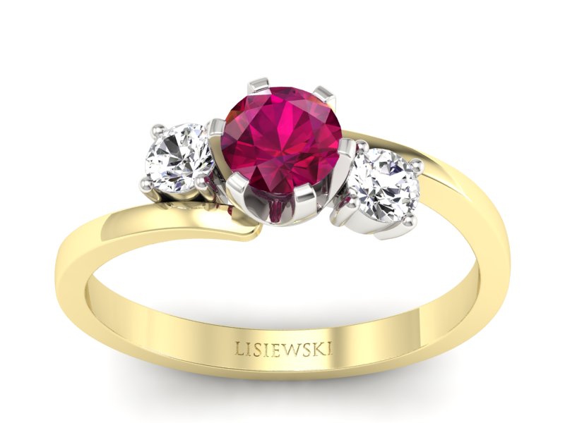 Pierścionek z rubinem i diamentami - p16375zbr - 1
