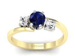 Pierścionek z szafirem i brylantami - p16375zbsz