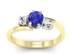 Pierścionek szafir i diament białe żółte złoto - p16375zbszc