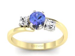 Złoty pierścionek z tanzanitem i brylantami - p16375zbt