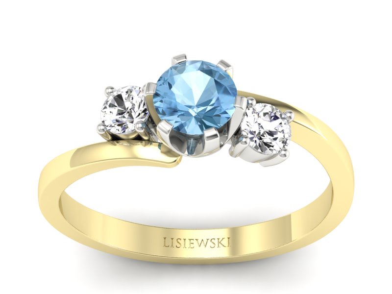 Złoty pierścionek z topazem i brylantami - p16375zbtp - 1