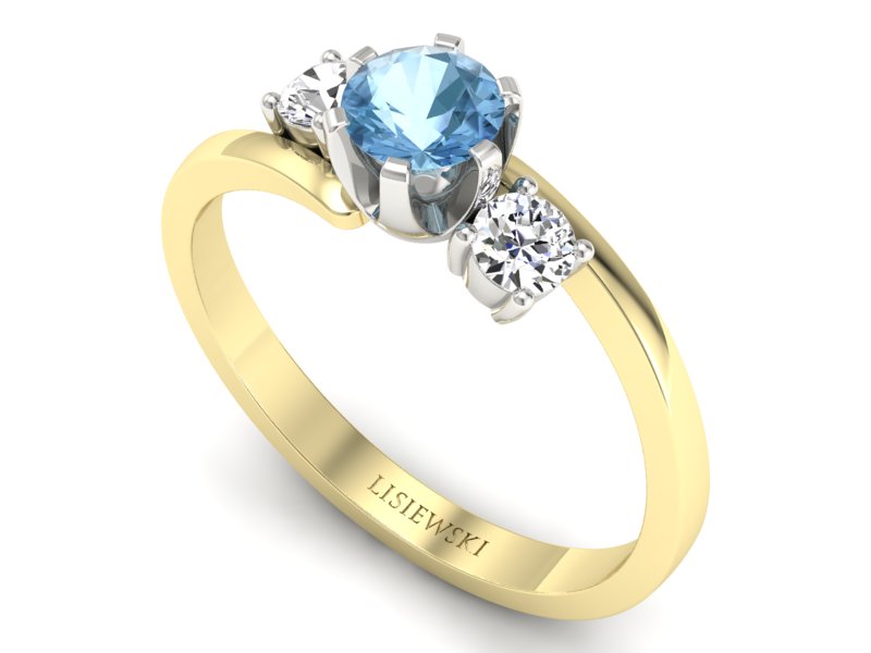 Złoty pierścionek z topazem i brylantami - p16375zbtp - 3