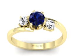 Złoty pierścionek z szafirem i brylantami - p16375zsz