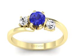 Złoty pierścionek z szafirem i diamentami - p16375zszc