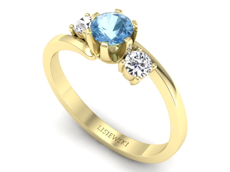 Złoty pierścionek z topazem i brylantami - p16375ztp - 3