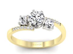 Pierścionek z diamentami żółte i białe złoto - p16376zb