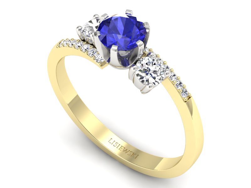 Pierścionek z szafirem i diamentami - p16376zbszc - 3