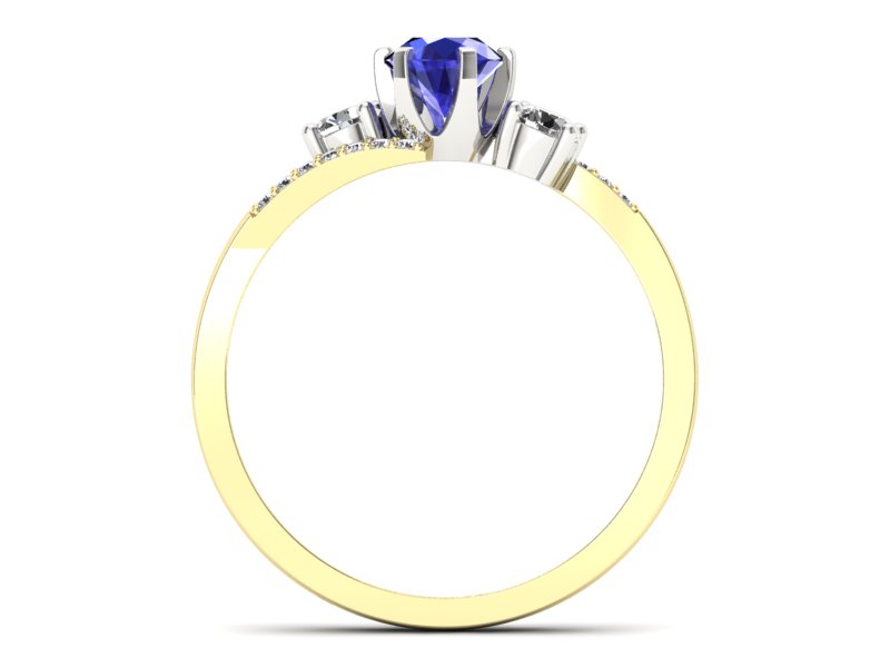 Pierścionek z szafirem i diamentami - p16376zbszc - 2