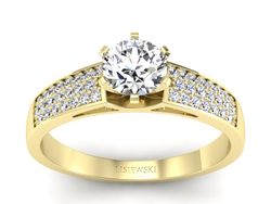 Złoty pierścionek z brylantami żółte złoto - p16378z