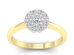 Pierścionek z diamentami żółte i białe złoto 585 - p16379zb