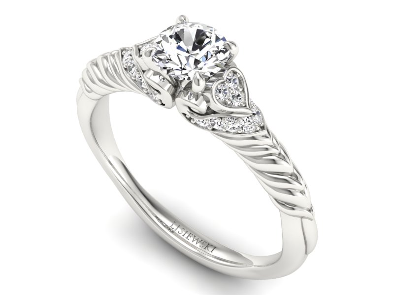 Złoty Pierścionek z brylantami białe złoto 585 - p16380b - 3