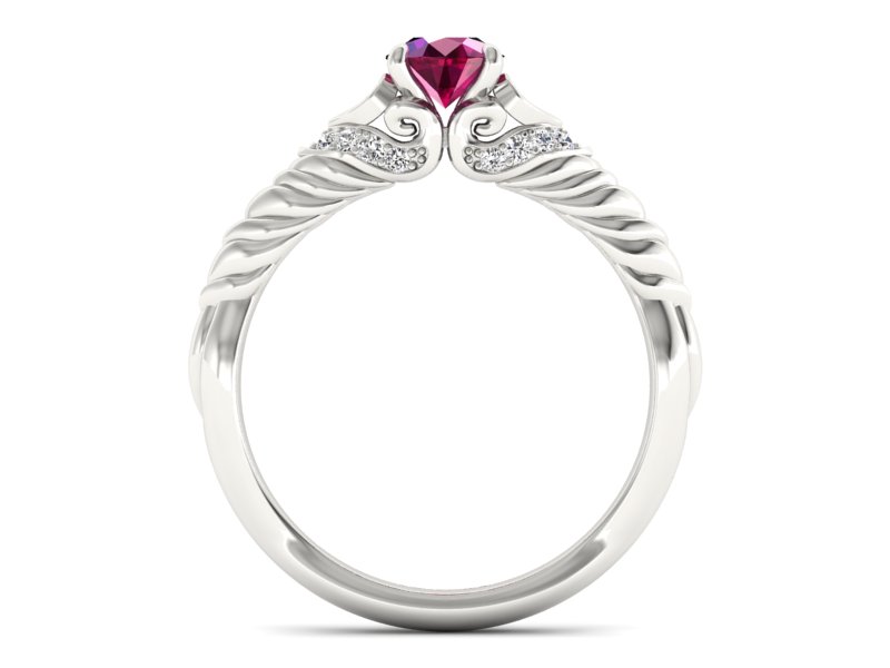 Pierścionek z rubinem i brylantami białe złoto - p16380br - 2