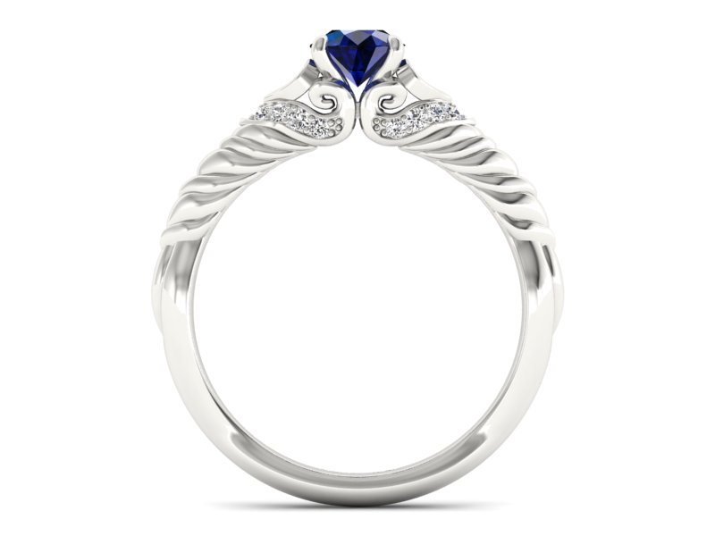 Pierścionek z szafirem i brylantami białe złoto - p16380bsz - 2