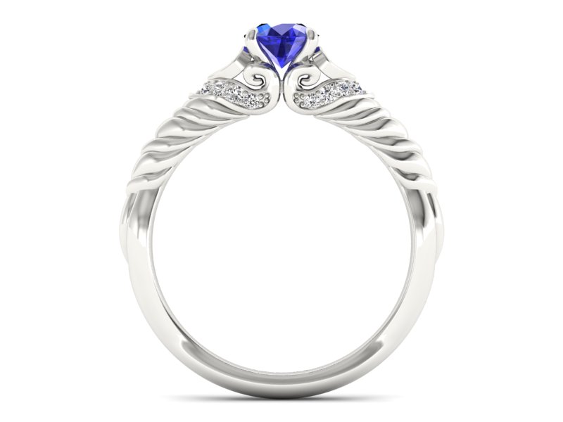 Pierścionek z szafirem i brylantami białe złoto - p16380bszc - 2