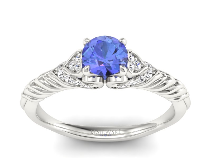 Pierścionek z tanzanitem białe złoto i brylantami - p16380bt - 1