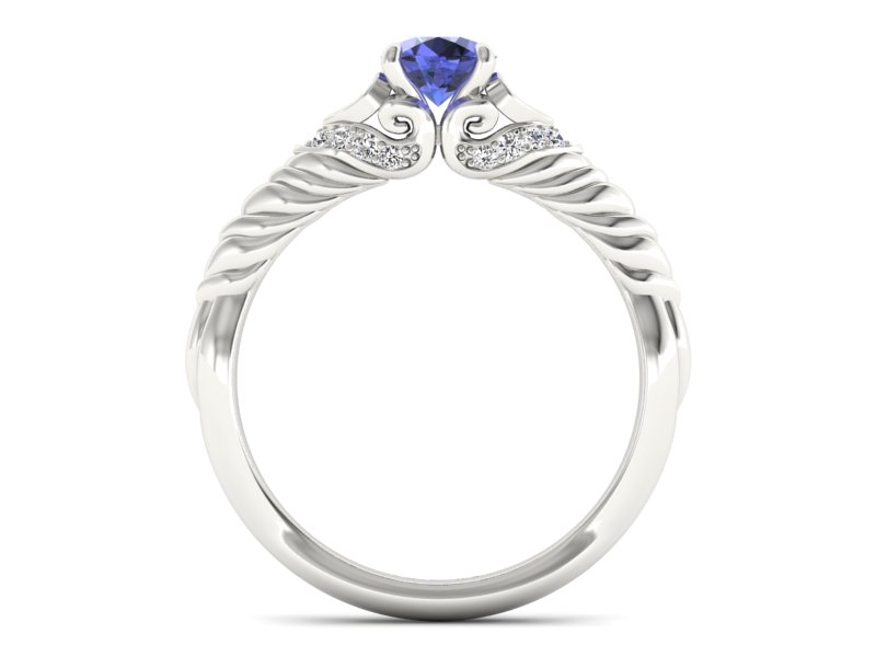 Pierścionek z tanzanitem białe złoto i brylantami - p16380bt - 2