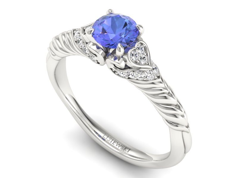 Pierścionek z tanzanitem białe złoto i brylantami - p16380bt - 3