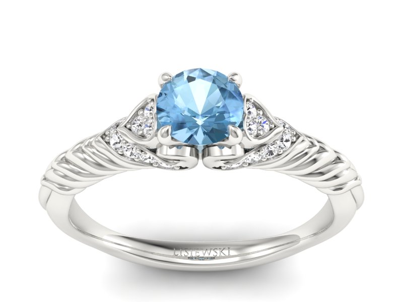 Pierścionek z topazem i brylantami białe złoto - p16380btp - 1