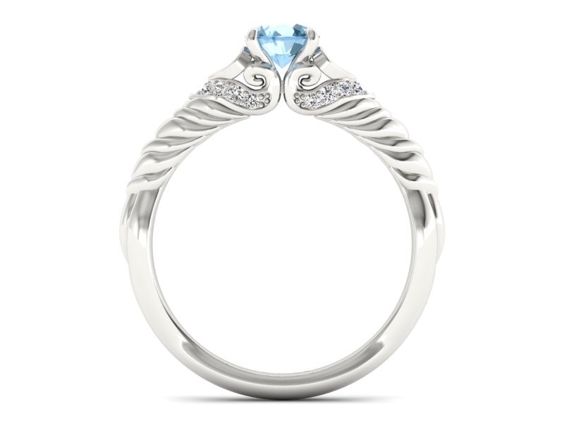 Pierścionek z topazem i brylantami białe złoto - p16380btp - 2
